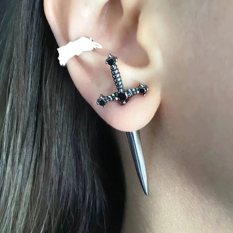 Vintage Dark Punk Gothic Sword Dagger Earring