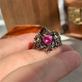Kpop Y2K Crystal Heart Adjustable Gothic Ring