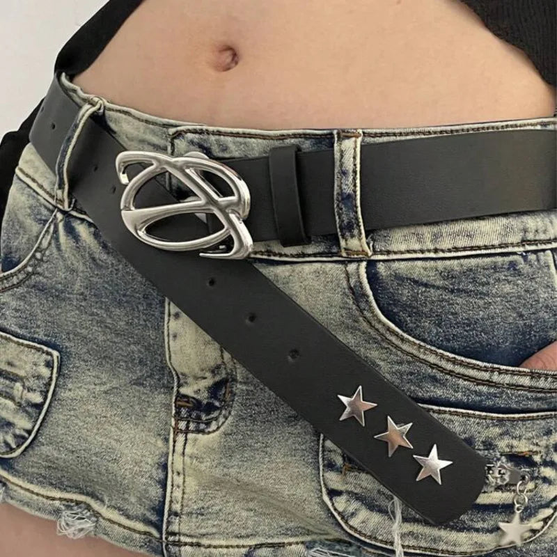 Designer Luxury Gothic Y2K Leather Belt