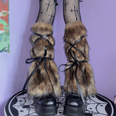 Gothic Strappy Faux Fur Winter Sock