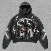 Gothic Cross Graphic Pullover Hoodie