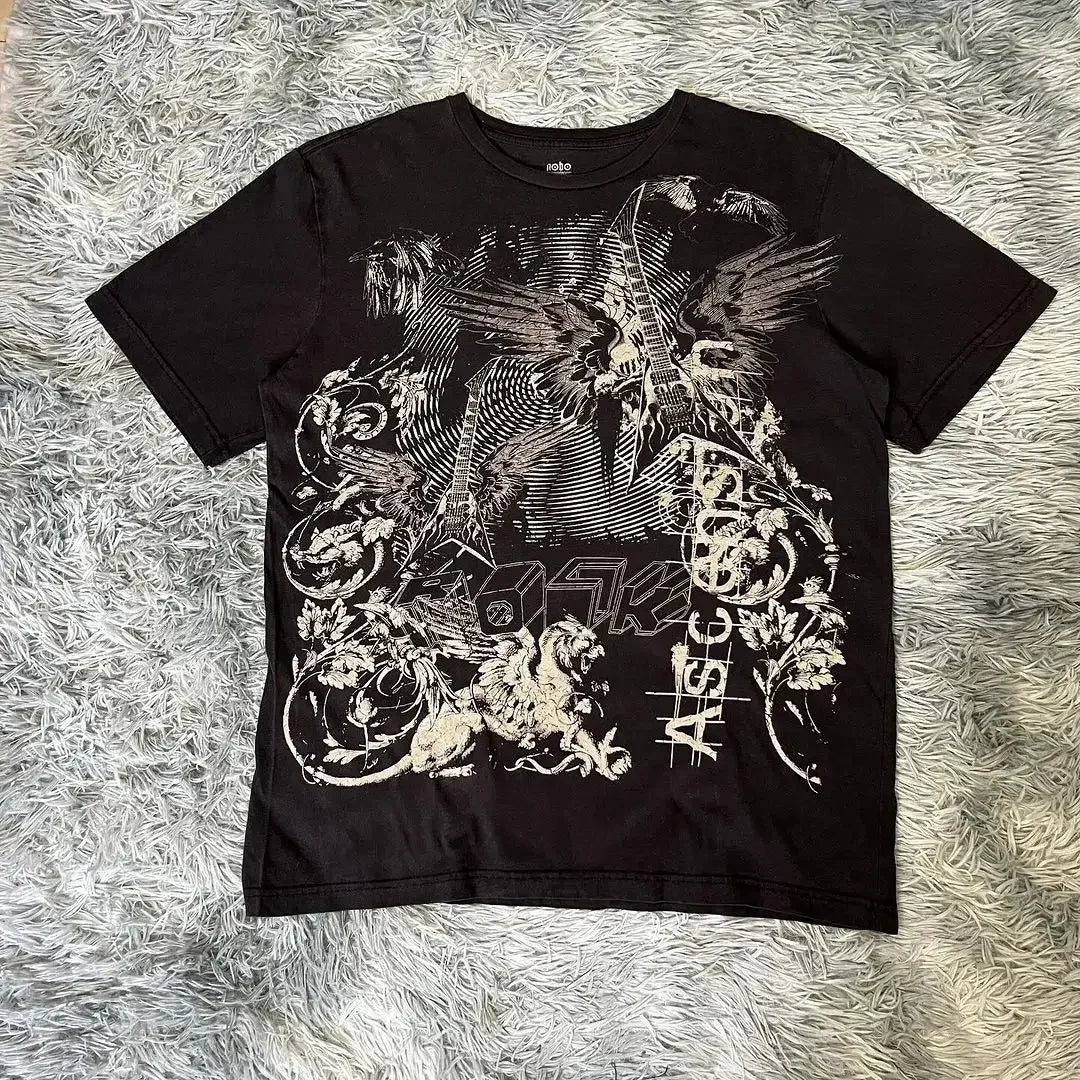 Skull Print Blue Cotton T-shirt