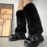 Gothic Rabbit Fur Plush Leg Sock