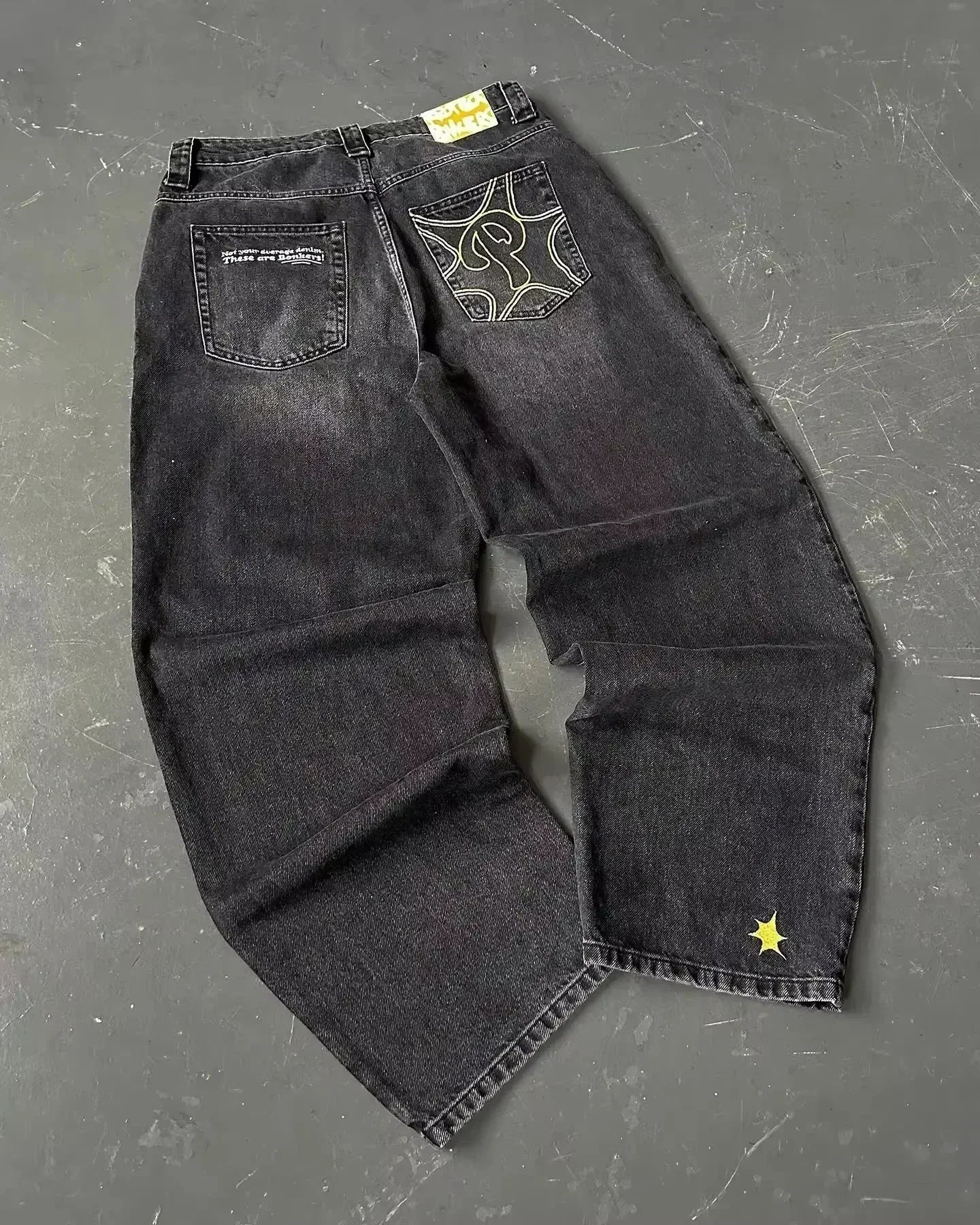 Retro Gothic Cross Wings Embroidered Pant