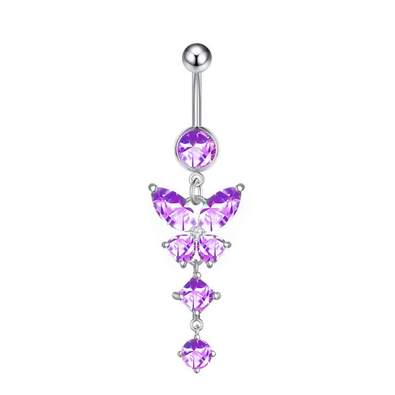 Butterfly Heart Dangle Gothic Belly Ring