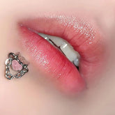 Zircon Love Heart Chain Stainless Steel Lip Stud