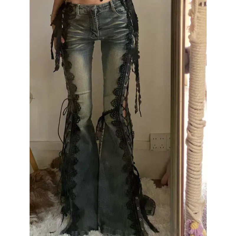 Lace-up Gothic Flare Bootcut Pant