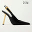 Black Patent Leather Gothic Pointed Sandals High Heel