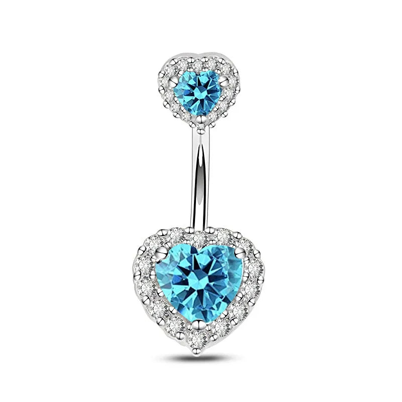 Heart Crystal Dangle Gothic Belly Ring