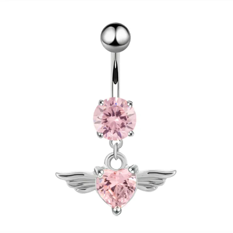 Butterfly Heart Dangle Gothic Belly Ring