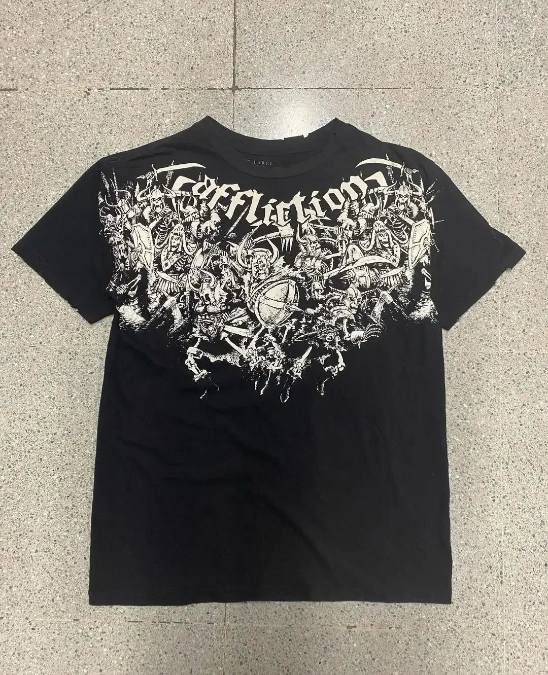 Skull Print Blue Cotton T-shirt