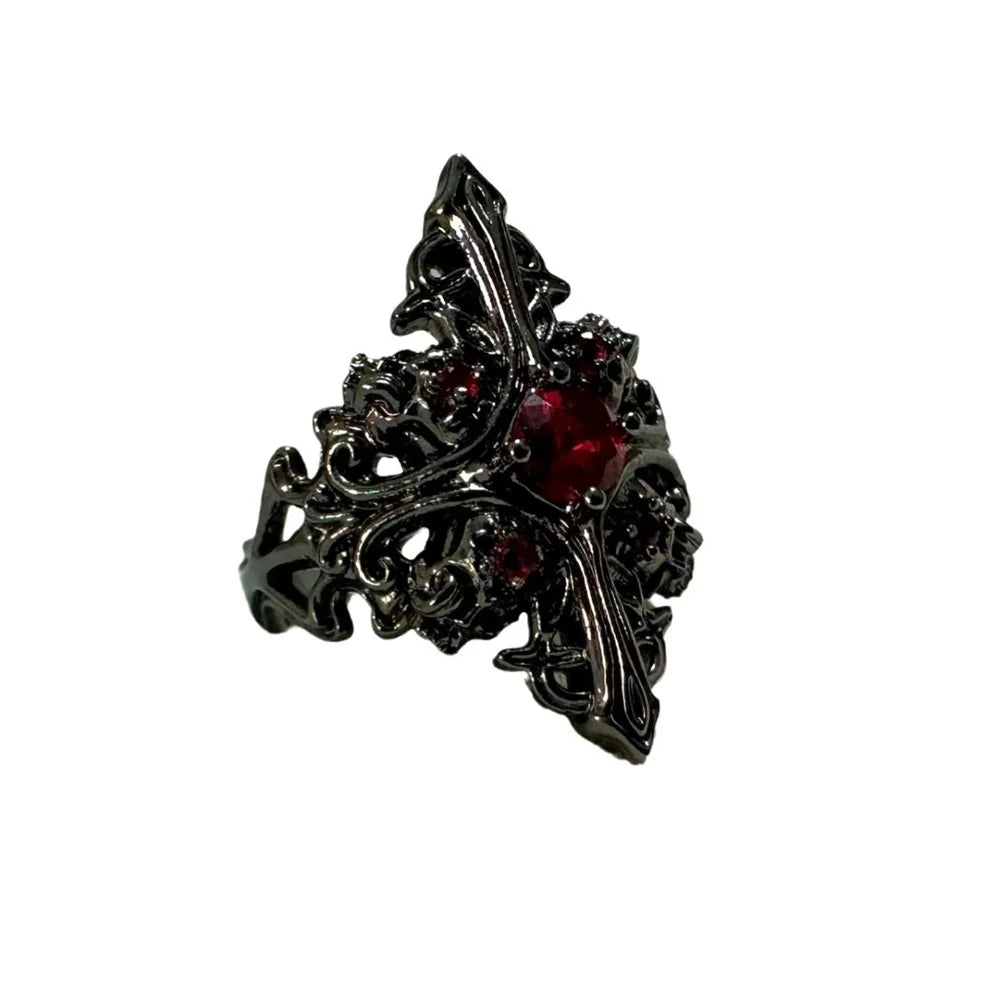 Kpop Y2K Crystal Heart Adjustable Gothic Ring