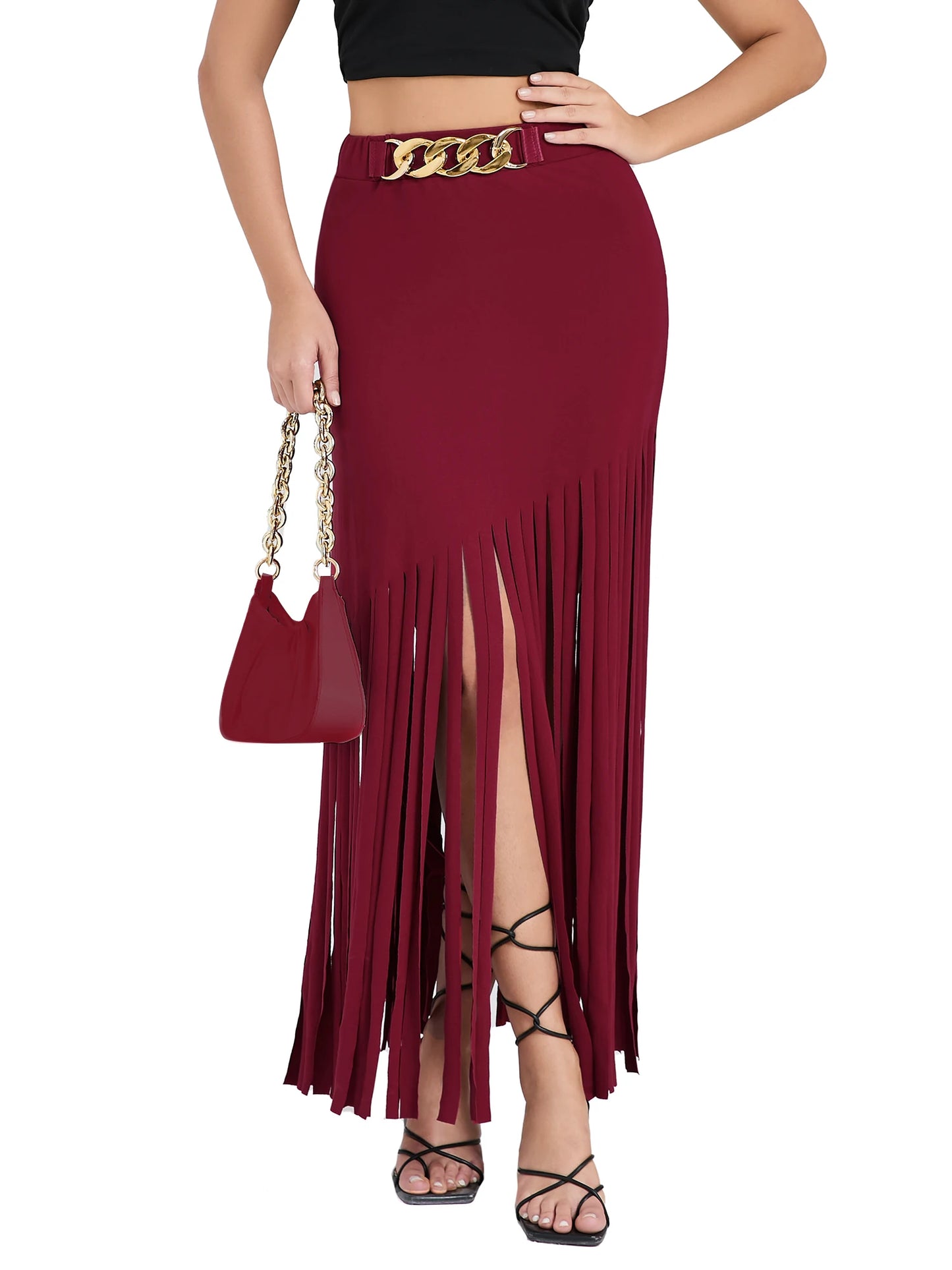Elastic Waist Maxi Goth Skirt