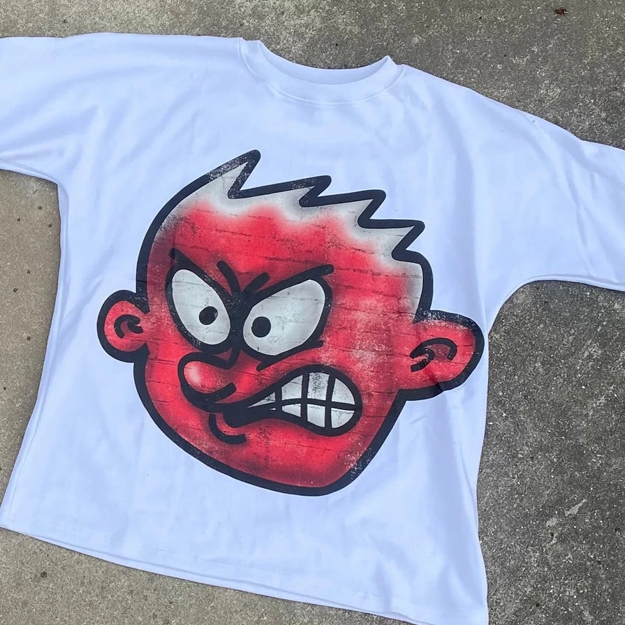 Gothic Cartoon Graphic Cotton Oversized T-shirt