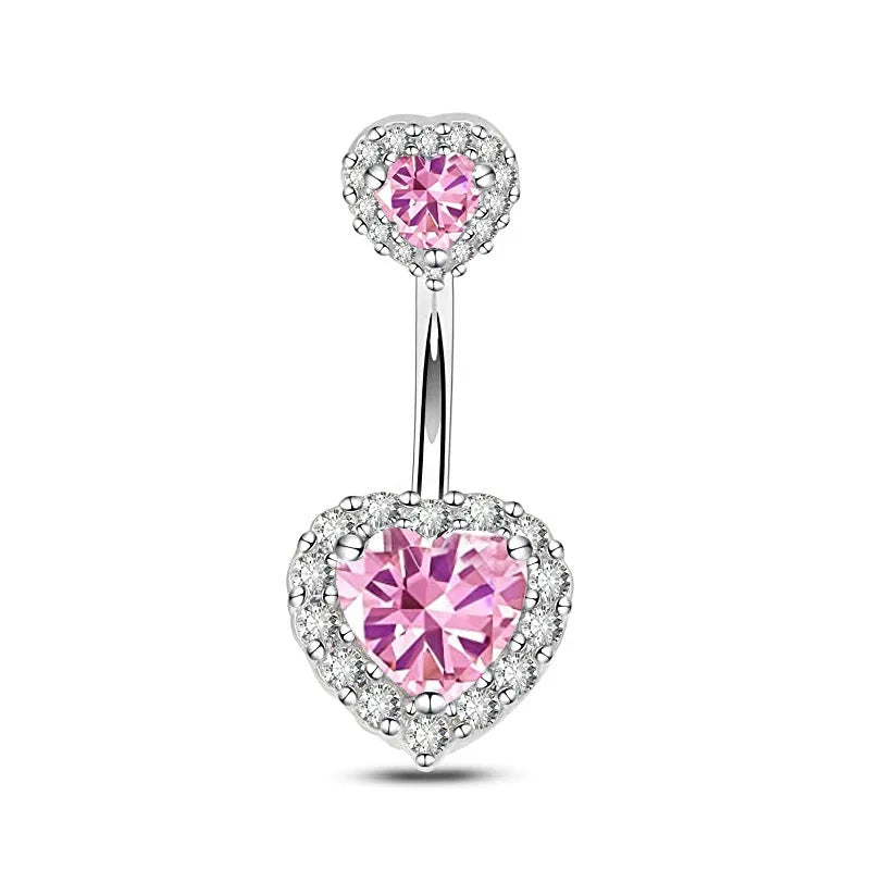Heart Crystal Dangle Gothic Belly Ring