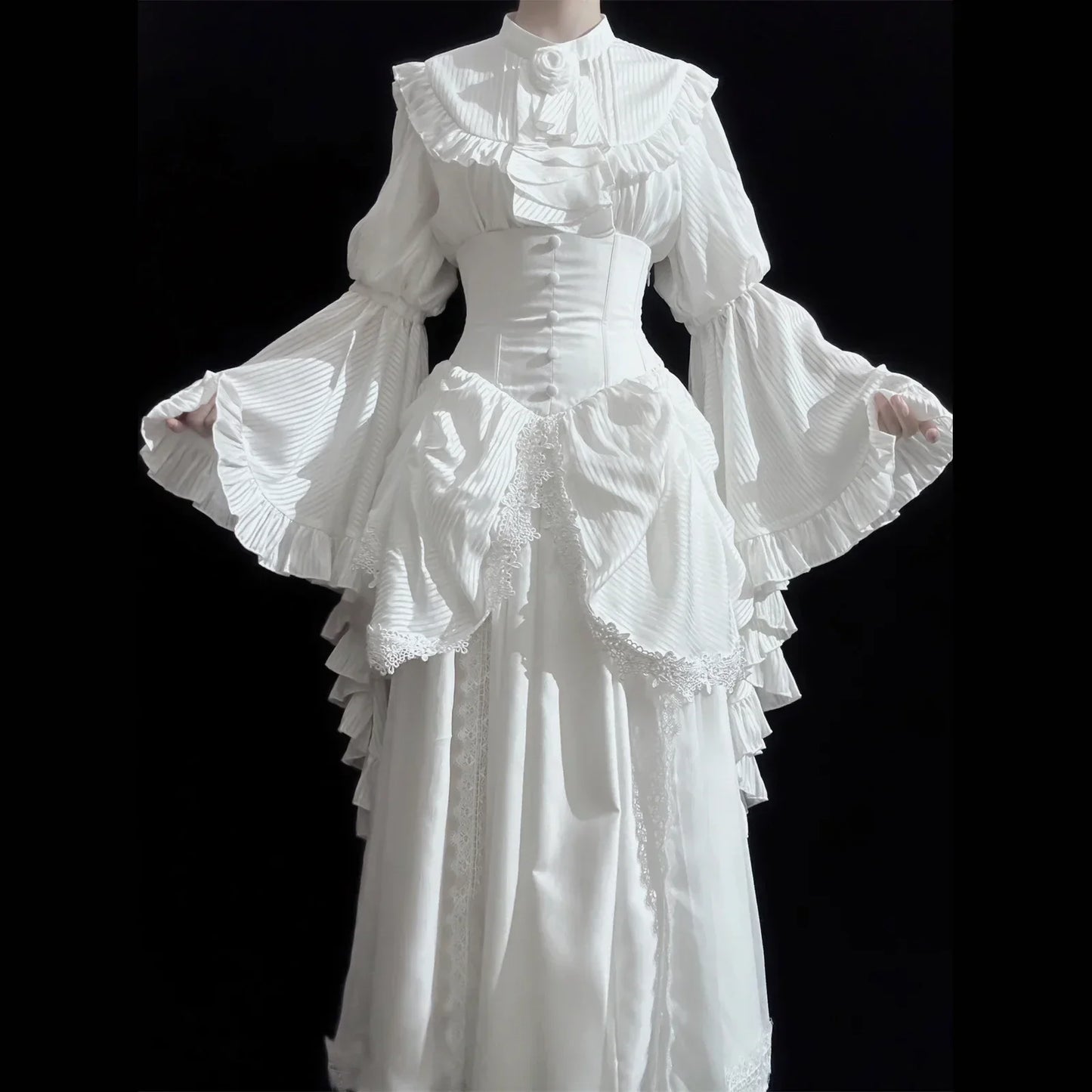 White Ruffle Sleeve Blouse
