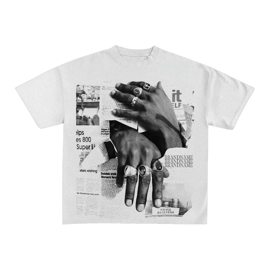 Hip Hop Cartoon Print Oversized Cotton T-shirt
