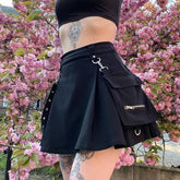 Pocket A-line Preppy Street Skirt