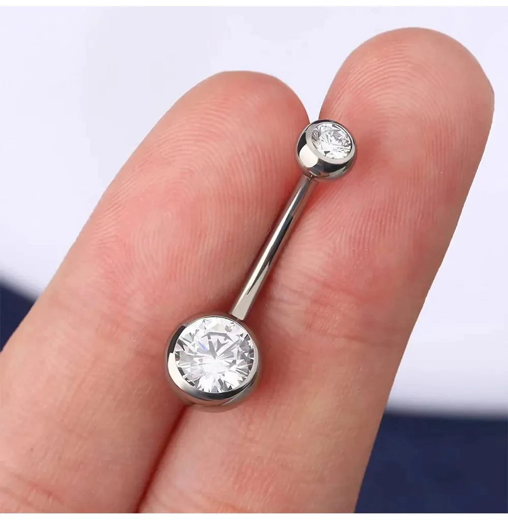 Double Gem Gothic Rhinestone Belly Ring