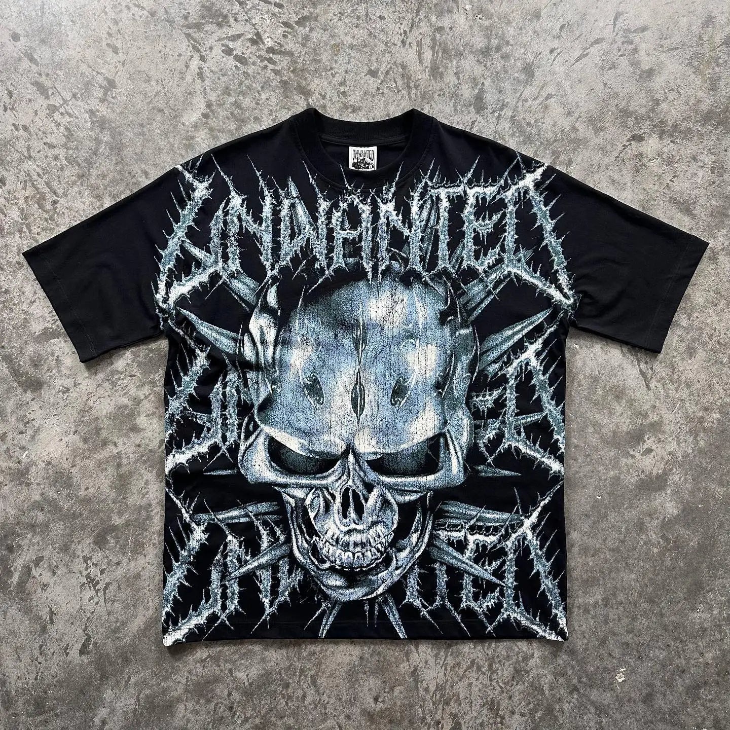 Retro Skeleton Skull Print Cotton T-shirt