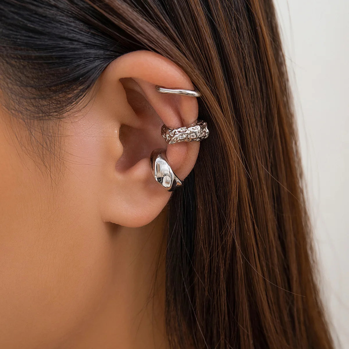 Chunky Metal No Piercing Clip Ear Cuff Earring