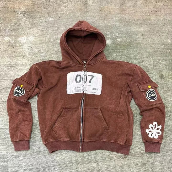 Gothic Embroidery Oversized Hoodie