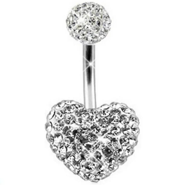 Heart Crystal Dangle Gothic Belly Ring