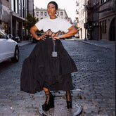 Black Taffeta Ankle Length Skirt