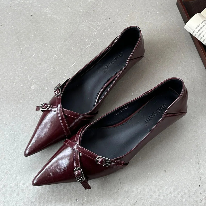 Fashion Metal Pointed Toe Spring Autumn Shallow Flat