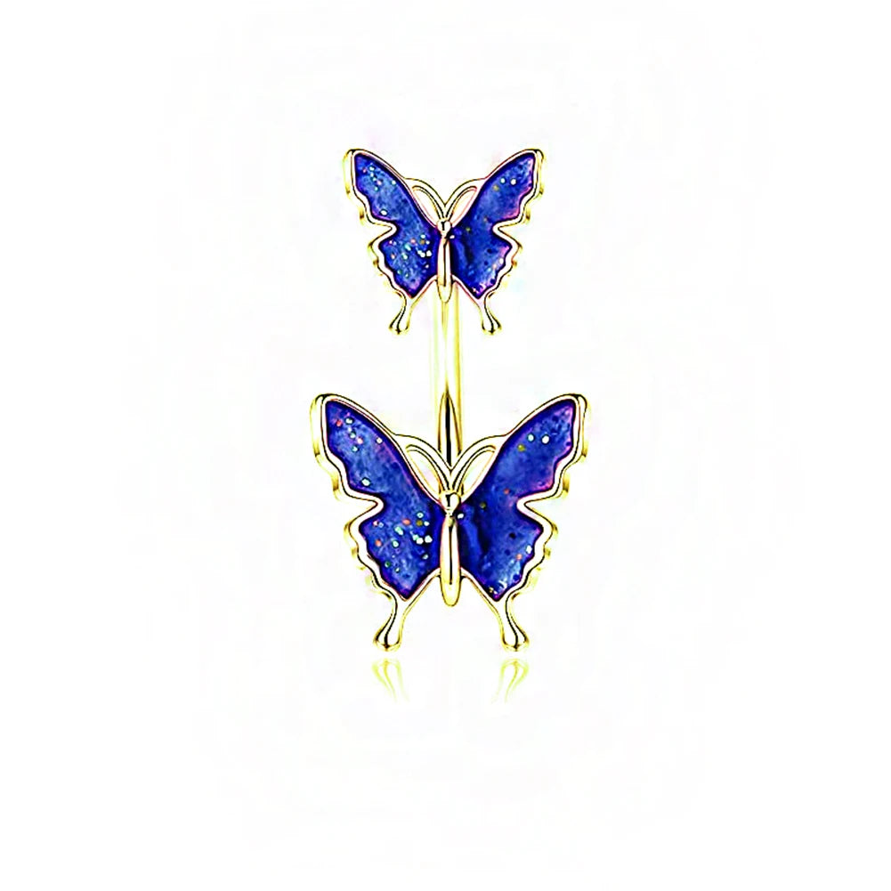 Gothic Butterfly Pendant Belly Ring
