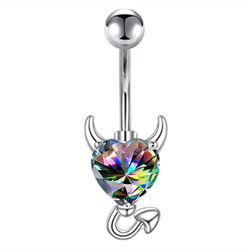 Butterfly Heart Dangle Gothic Belly Ring