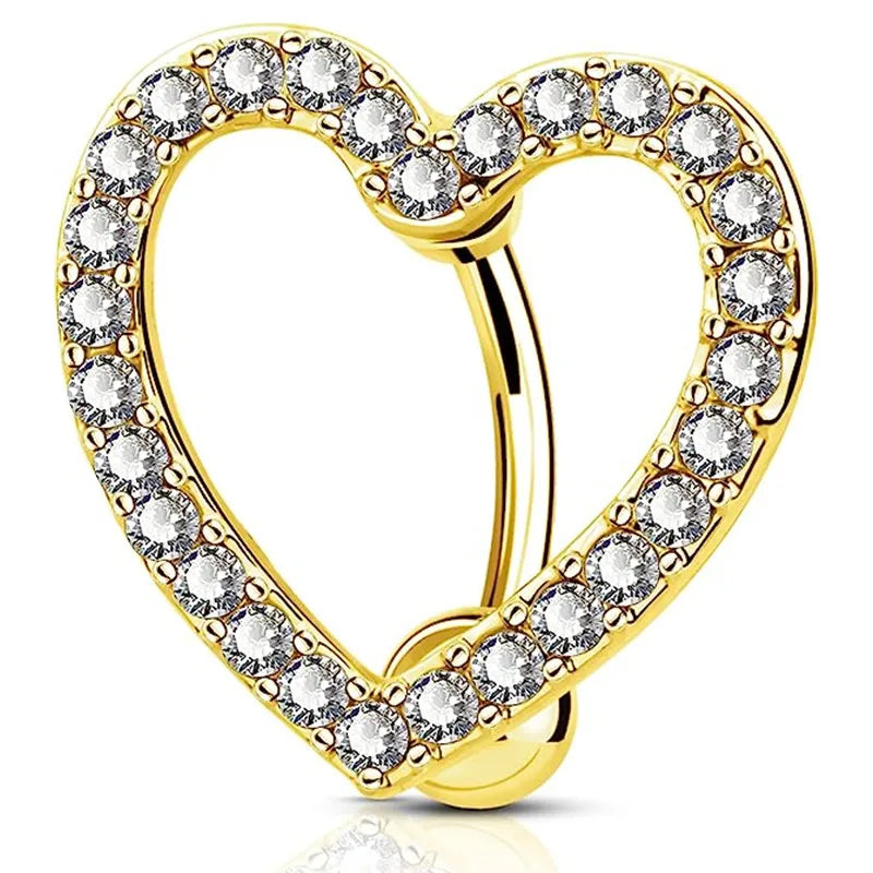 Heart Crystal Dangle Gothic Belly Ring