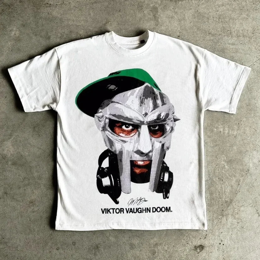 Vintage Graffiti Print Cotton T-shirt