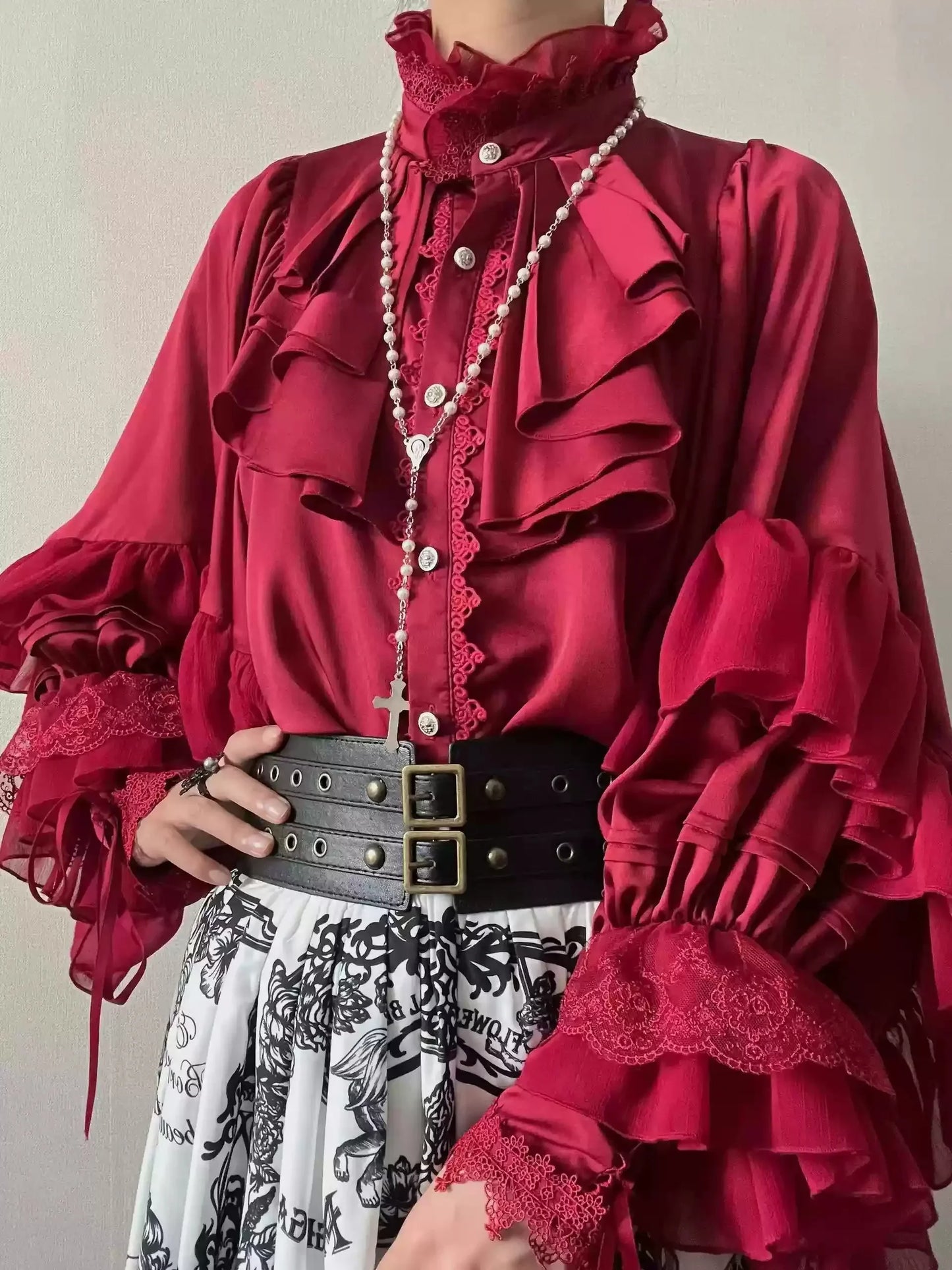 Gothic Ruffle Batwing Sleeve Blouse