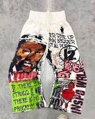 Y2K Gothic Cartoon Print Pants