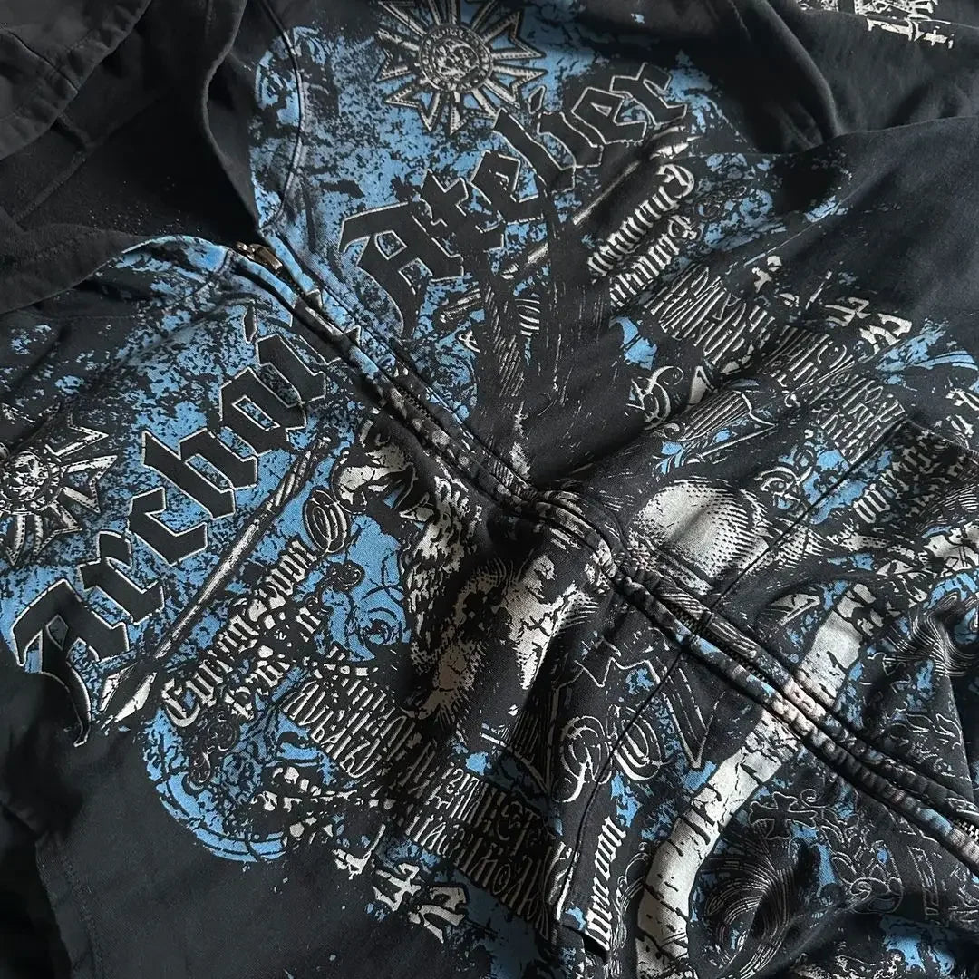 Gothic Retro Pattern Zipper Hoodie