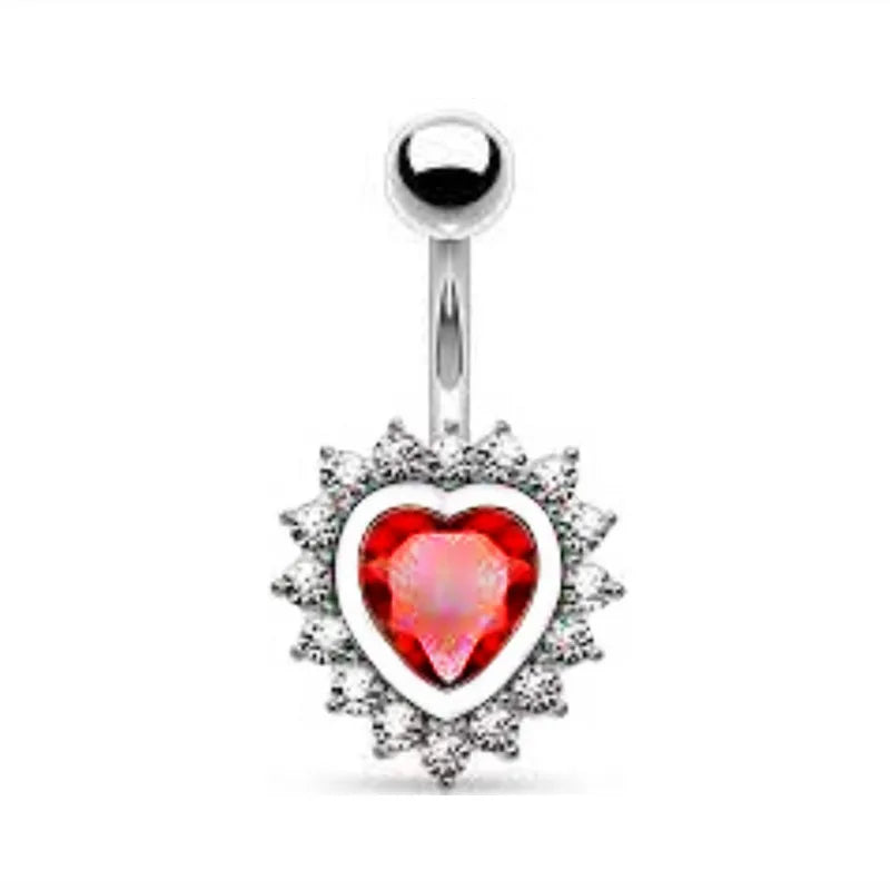 Heart Crystal Dangle Gothic Belly Ring