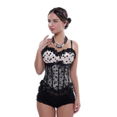 Lace Dot Print Overbust Corset