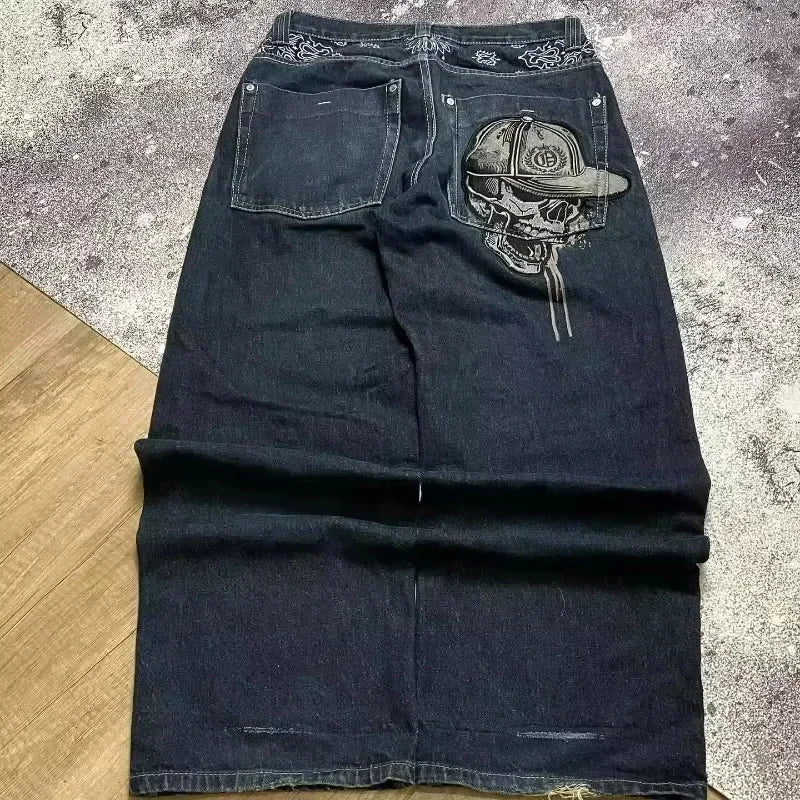 Retro Gothic Cross Wings Embroidered Pant