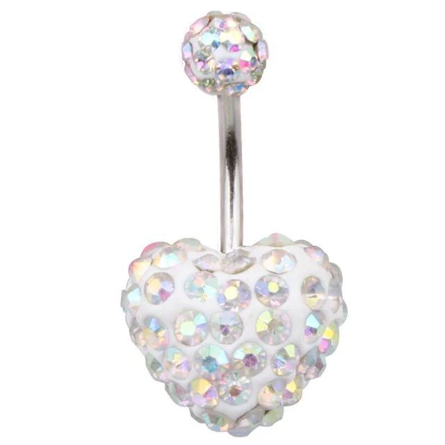 Heart Crystal Dangle Gothic Belly Ring