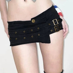 Metal Buckle Low Waist Short