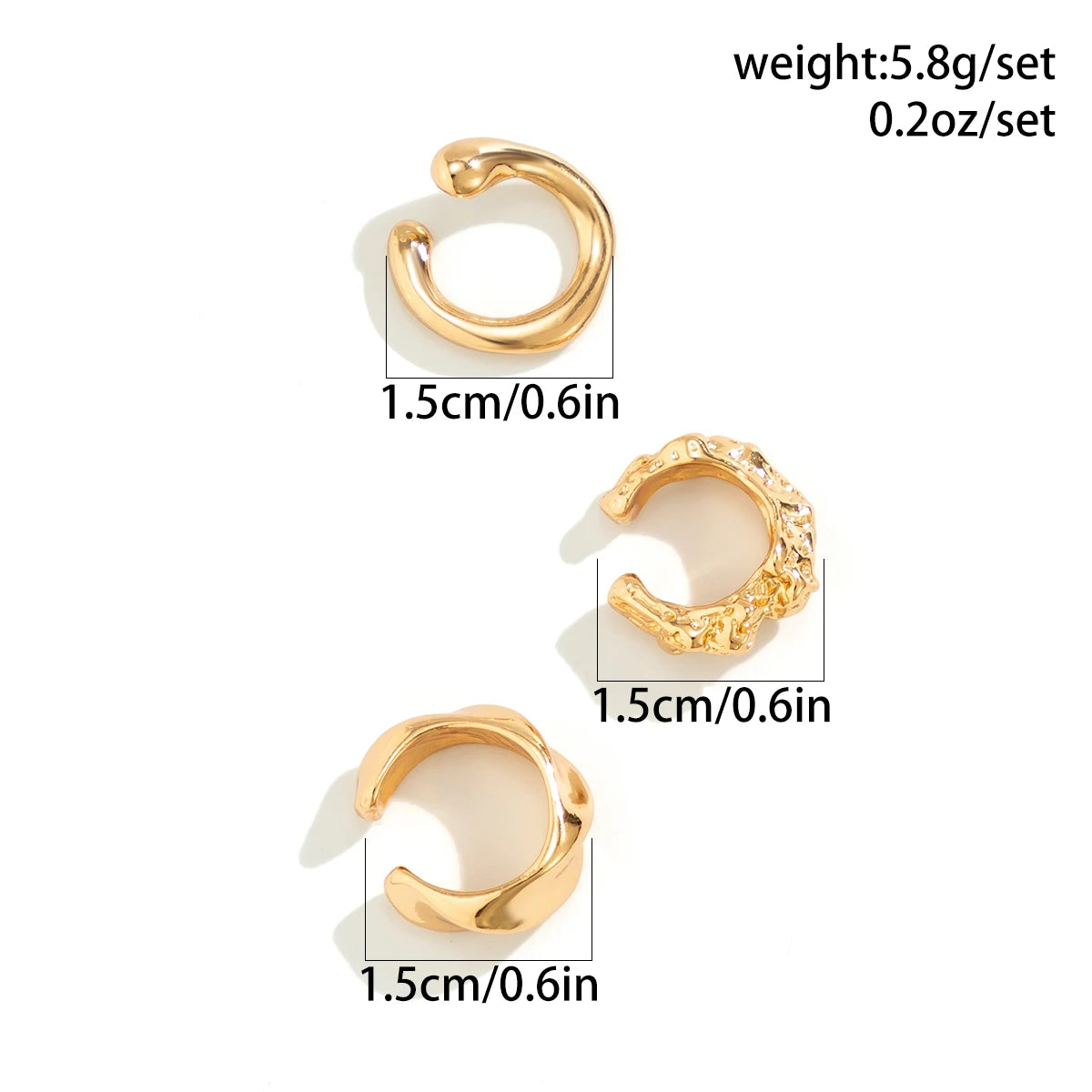 Chunky Metal No Piercing Clip Ear Cuff Earring