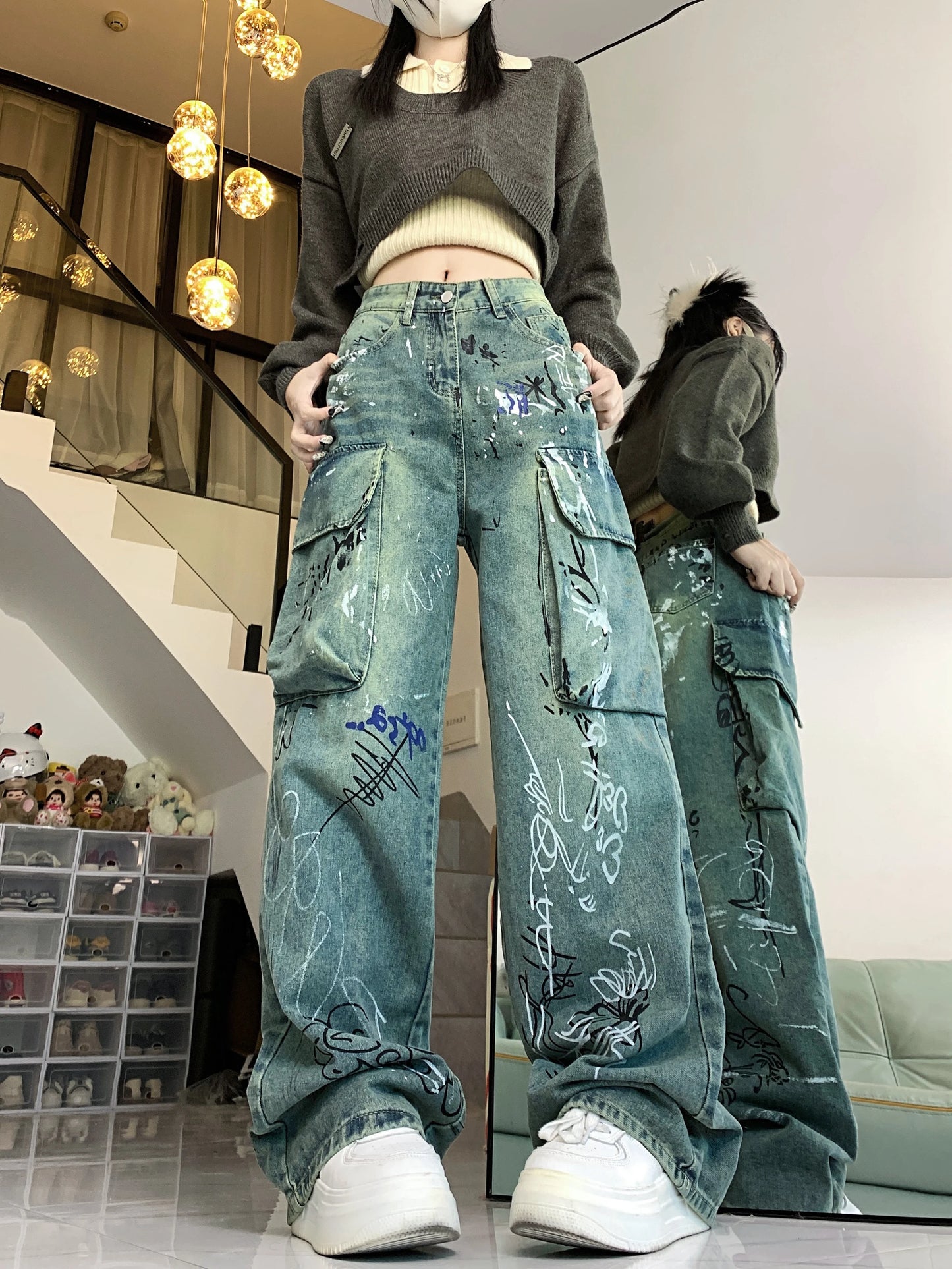 Graffiti Print Gothic Cargo Pant