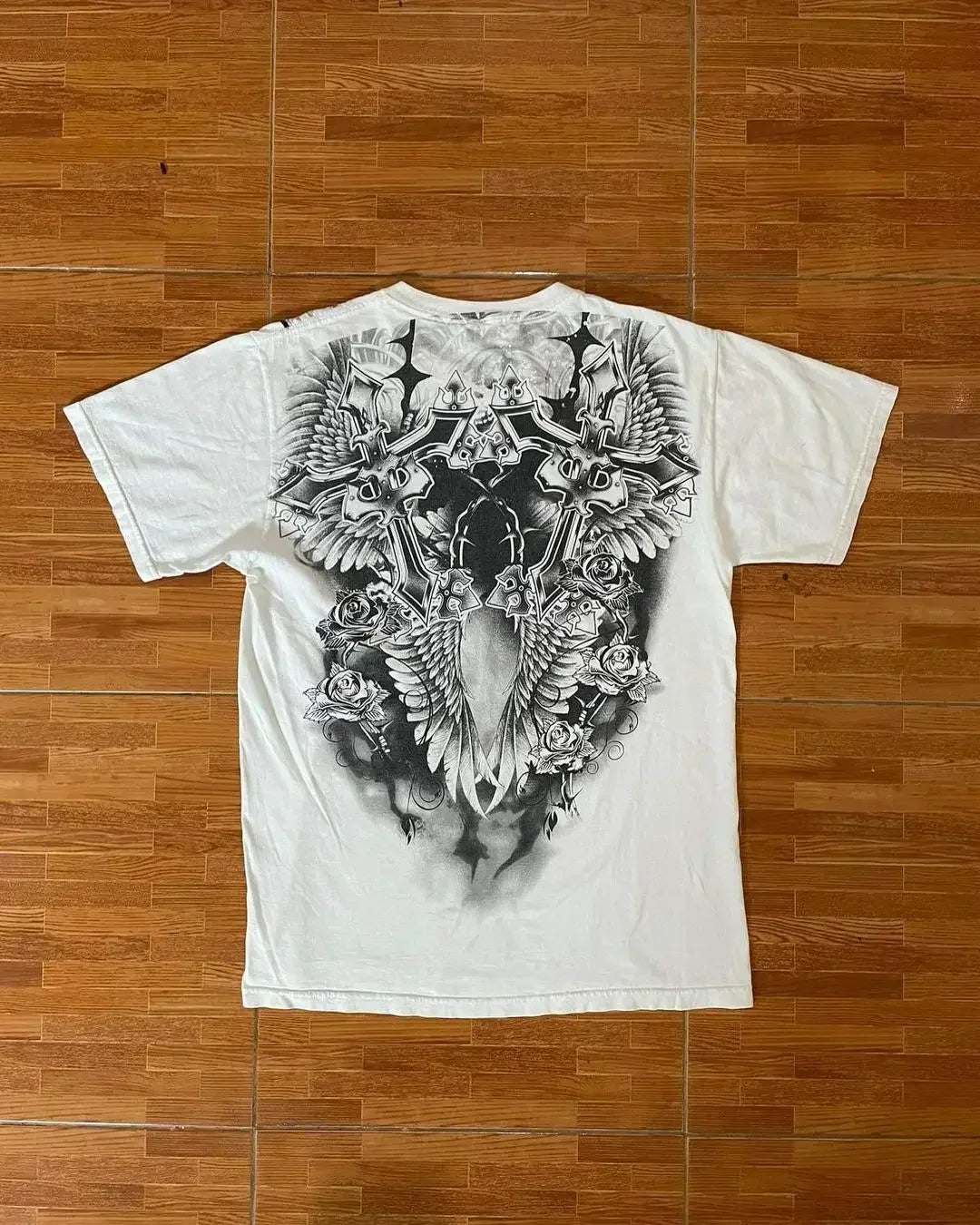 Skull Print Blue Cotton T-shirt