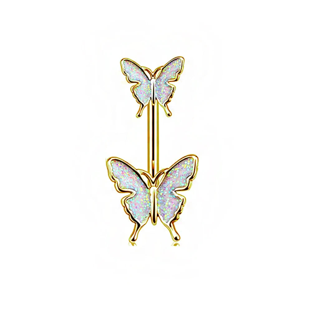 Gothic Butterfly Pendant Belly Ring