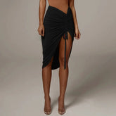 Shirring Pleated Wrap Hip Skirt