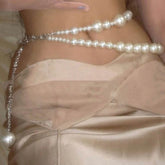 Geometric Gothic Pearl Waist Chain Belt