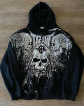 Gothic Skull Pattern Zip Hoodie