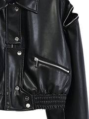 Long Sleeve Faux Leather Jacket