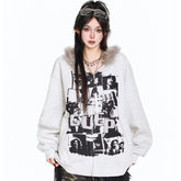 Vintage Print Hooded Coat